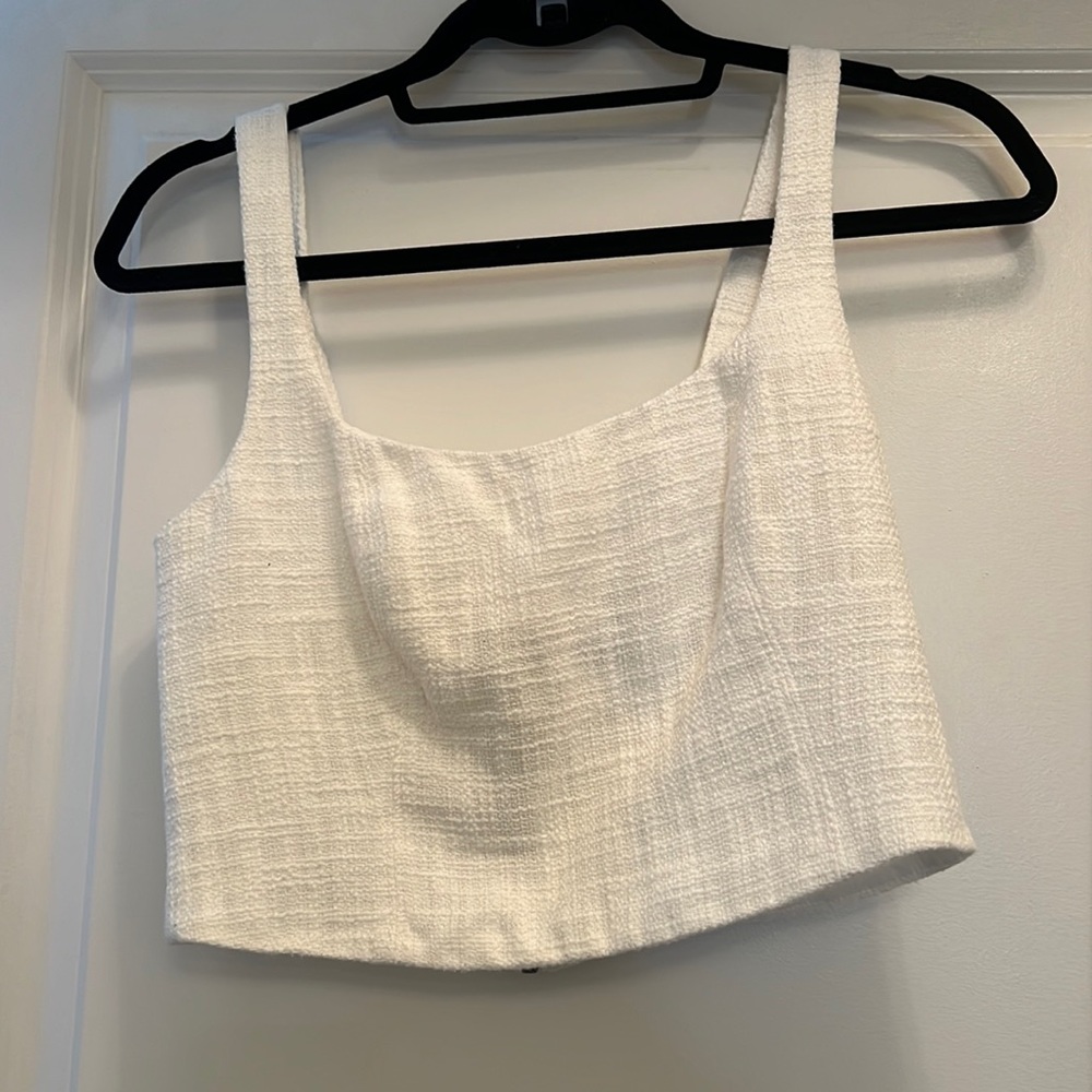 Abercrombie White Tweed Crop Top